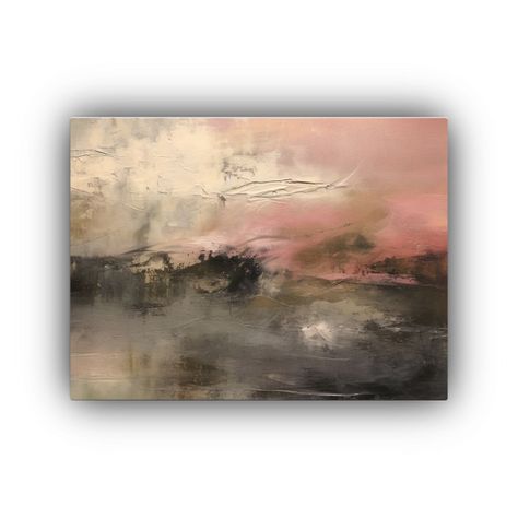 Paisajes Abstractos En óleo Y Cera Fría En Tonos Suaves De 40x30cm-0