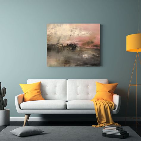 Paisajes Abstractos En óleo Y Cera Fría En Tonos Suaves De 40x30cm-2