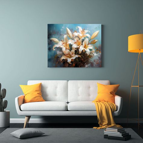 Cuadro De Decoración Horizontal Con Lirios 75x50cm-2