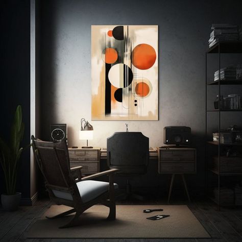 Cuadro Abstracto En Lienzo Con Forma Simple, En 40x60cm-2
