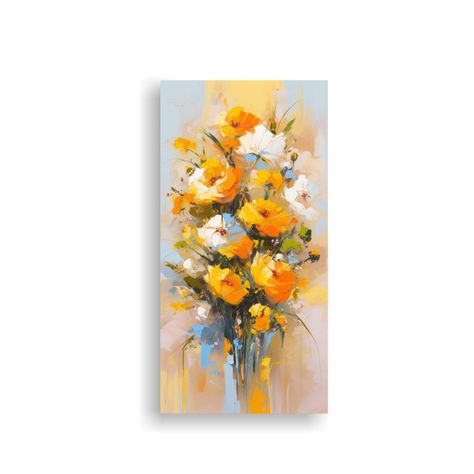 Pintura En Lienzo De Flores Amarillas Estilo 50x100cm-0