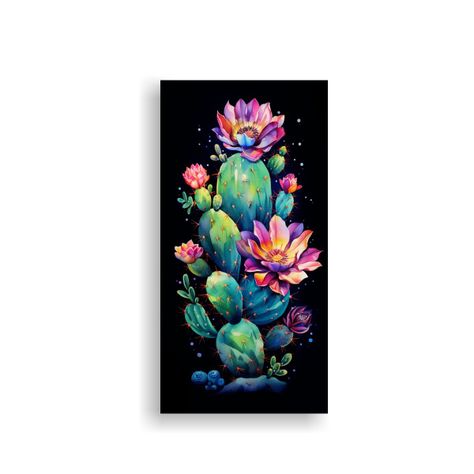 Pinturas Decorativas De Cactus En Colores 50x100cm-0