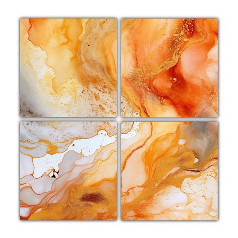 Cuadro De Baño En Mármol Naranja Dorado Claro 100x100 Cm-0