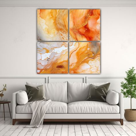 Cuadro De Baño En Mármol Naranja Dorado Claro 100x100 Cm-2