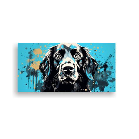 Cuadro Horizontal Retriever Turquesa Y Negro Arte 120x60cm-0