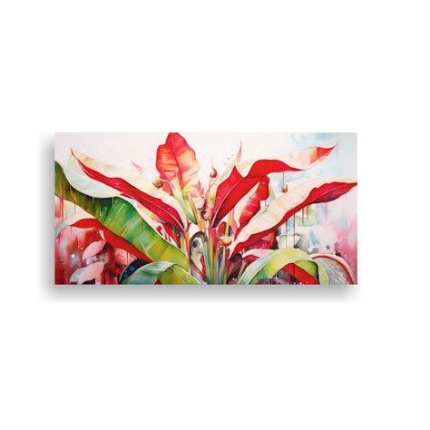 Cuadro Abstracto Árbol Plátano Blanco Rojo 80x40cm-0