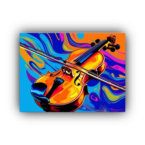 Cuadro Arte De Pared Líneas Finas Arte Grafico Viola Instru 60x40cm-0