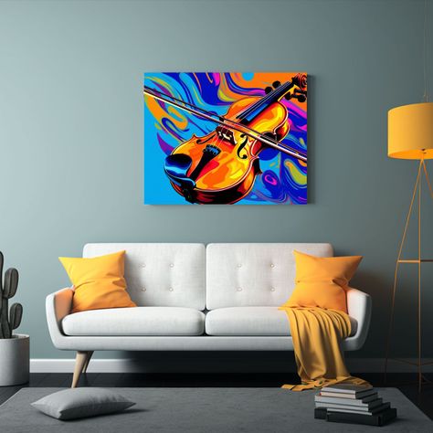 Cuadro Arte De Pared Líneas Finas Arte Grafico Viola Instru 60x40cm-2