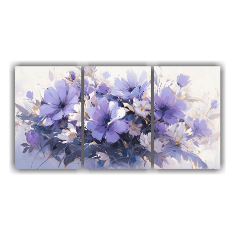 Pintura Abstracta De Flores En Lienzo En Tonos 120x60 Cm-0