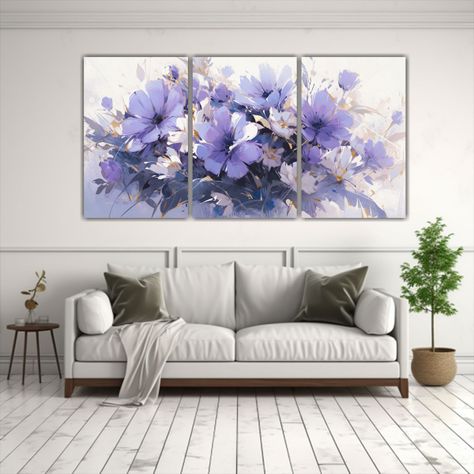 Pintura Abstracta De Flores En Lienzo En Tonos 120x60 Cm-2