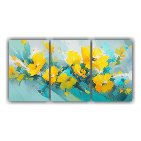 Arte De Pared Impreso Brillante Flores Amarillas 240x120 Cm-0