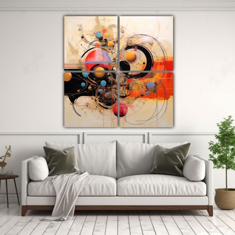 Cuatro Telas Baño Gravitación Moderno Abstracto 80x80 Cm-2