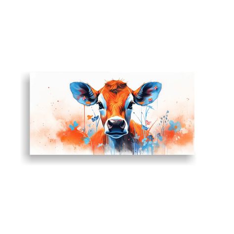 Pintura Decorativa De Vaca Jersey En Colores 60x30cm-0