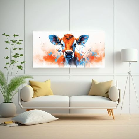 Pintura Decorativa De Vaca Jersey En Colores 60x30cm-2
