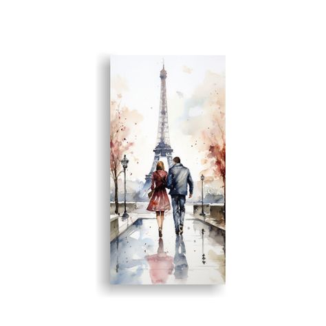 Cuadro Pareja Joven Caminando Frente A La Torre 30x60cm-0