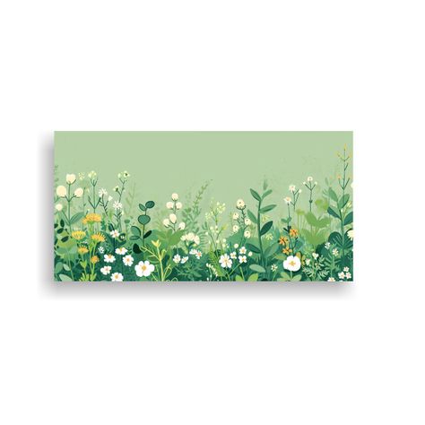Fondo Verde Suave Con Dibujo Delicado De Flores 40x20cm-0