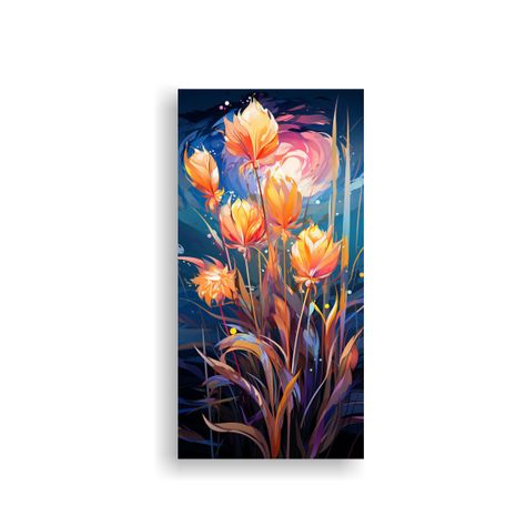 Cuadro De Cattail Grass En Colores Del Arco Iris,  30x60cm-0