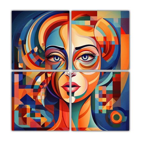 Retrato Onírico De Una Hermosa Mujer En Pinturas 200x200 Cm-0