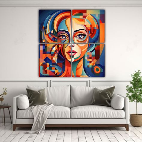 Retrato Onírico De Una Hermosa Mujer En Pinturas 200x200 Cm-2