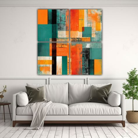 Cuatro Lienzos De Tela Patron Colorido Alegría 160x160 Cm-2