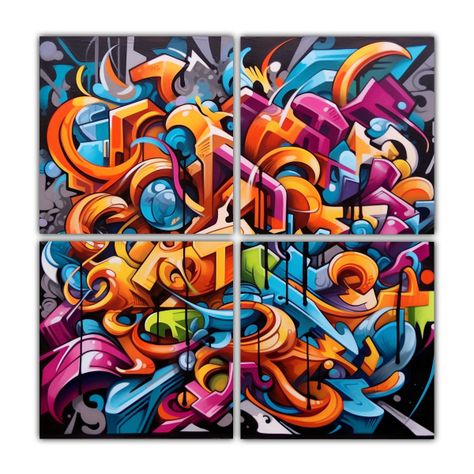 Cuatro Artes Patron Intenso Unica Arte Graffiti 160x160 Cm-0