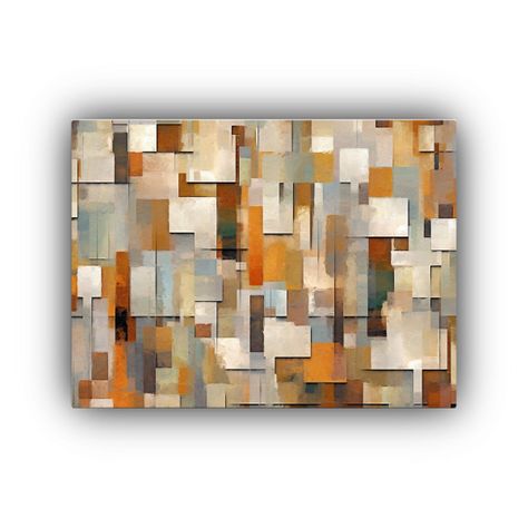 Cuadro Venta Época Abstracto Pixelado Estilo Colores Tierra 65x50cm-0