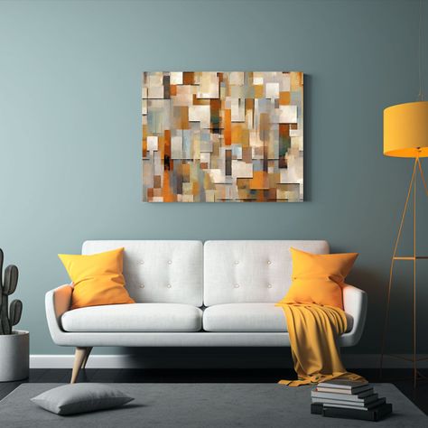 Cuadro Venta Época Abstracto Pixelado Estilo Colores Tierra 65x50cm-2