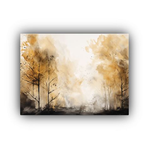 Lienzo Hermoso Multicolor Árbol En Bosque Abstracto En Colo 65x50cm-0