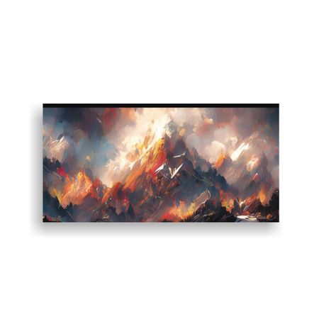 Pintura Decorativa Elegante De Montañas Nevadas C 140x70cm-0