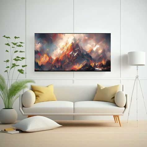 Pintura Decorativa Elegante De Montañas Nevadas C 140x70cm-2
