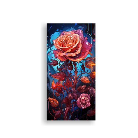 Pintura Mural Estilo Graffiti Con Rosa En Fondo 20x40cm-0