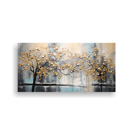 Pintura Decorativa En Negro Y Dorado Con Estilo 160x80cm-0