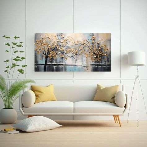 Pintura Decorativa En Negro Y Dorado Con Estilo 160x80cm-2
