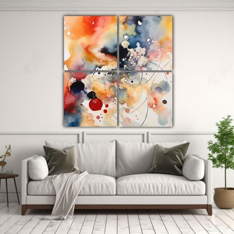 Pinturas Decorativas Abstractas Temática Acuarela 200x200 Cm-2