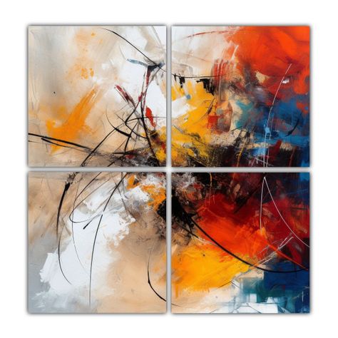 Cuatro Lienzos De Tela Composición Baño 100x100 Cm-0