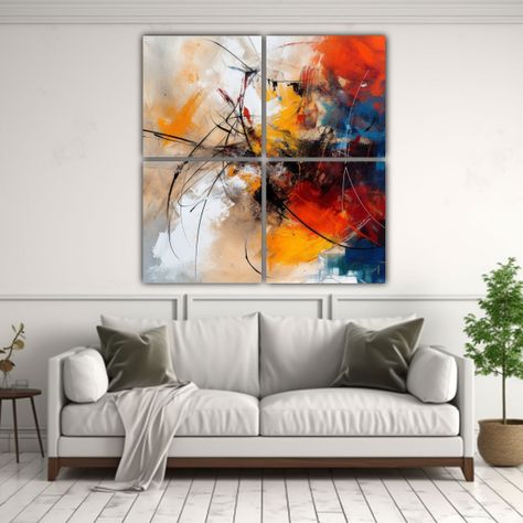 Cuatro Lienzos De Tela Composición Baño 100x100 Cm-2