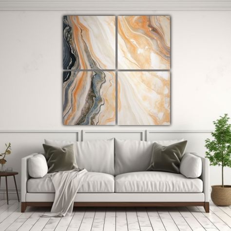 Cuadros Vintage Grandes De Mármol En Colores 120x120 Cm-2