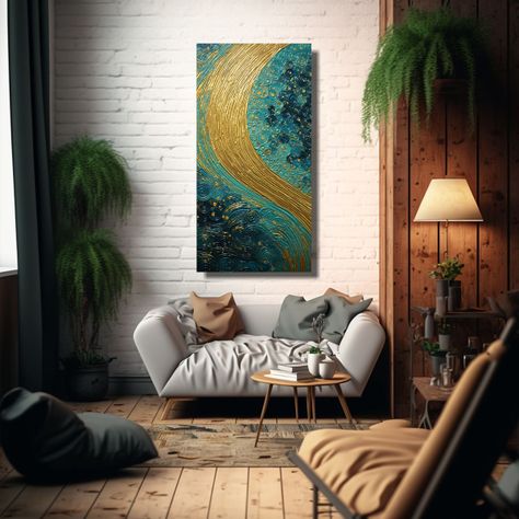 Cuadro Patron Intenso Estilo Puntillismo Luminoso 30x60cm-2