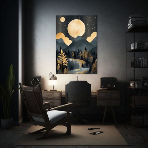Cuadro Sublimado Moon Moon Sky Estilo Oro Oscuro 30x45cm-2