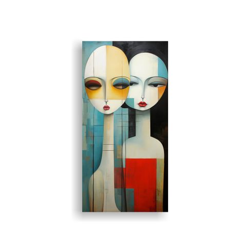 Cuadro Forma Contraste Meninas Abstractas: Arte 50x100cm-0