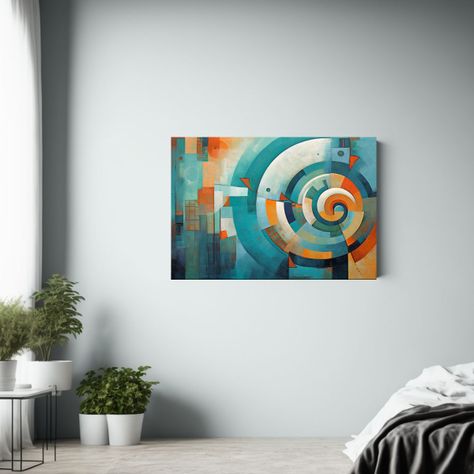 Cuadro Con Figuras Coloridas Y Cuadrados Azules En Lienzo El 120x80cm-2