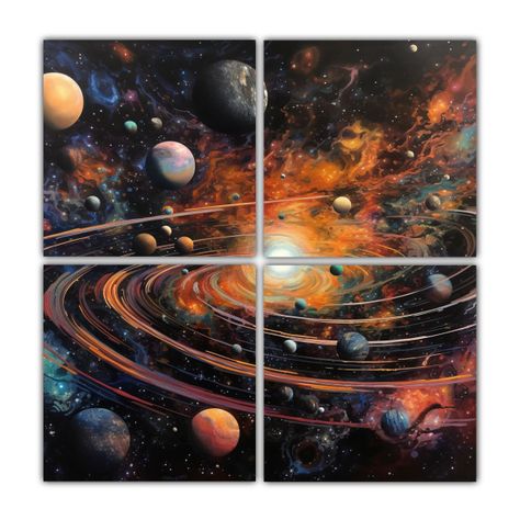 Cuatro Artes De Pared Dibujo Riqueza Visual 200x200 Cm-0
