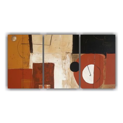 Set 3 Lienzos Abstracto Habitación: Pinturas 150x75 Cm-0