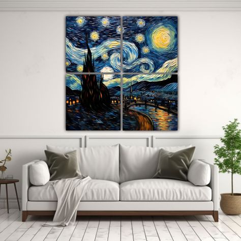 Cuatro Cuadros Composición Detalle De La Noche 200x200 Cm-2