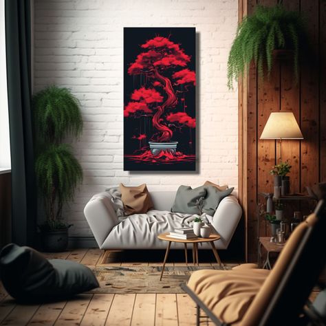 Cuadro De Bonsái De Abeto Resiliente En Colores R 80x160cm-2
