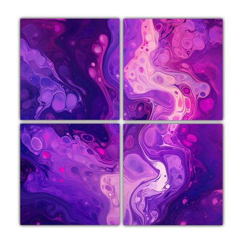 Cuadro Abstracto Color Lila Para Decoración. 200x200 Cm-0