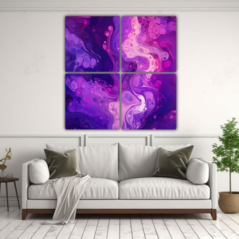 Cuadro Abstracto Color Lila Para Decoración. 200x200 Cm-2