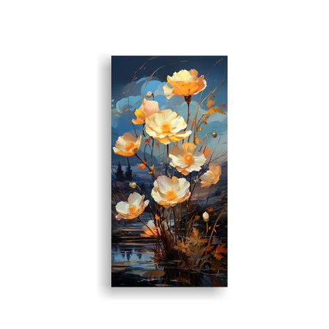 Cuadro Decorativo Con Pequeñas Flores Amarillas 20x40cm-0