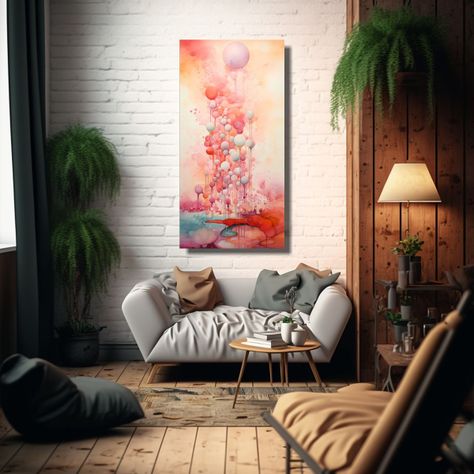 Paisaje Onírico Abstracto Surrealista Con Tonos 20x40cm-2