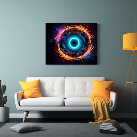 Pintura Abstracta Colorida Para Sala Con Iris O Portal Mági 65x50cm-2